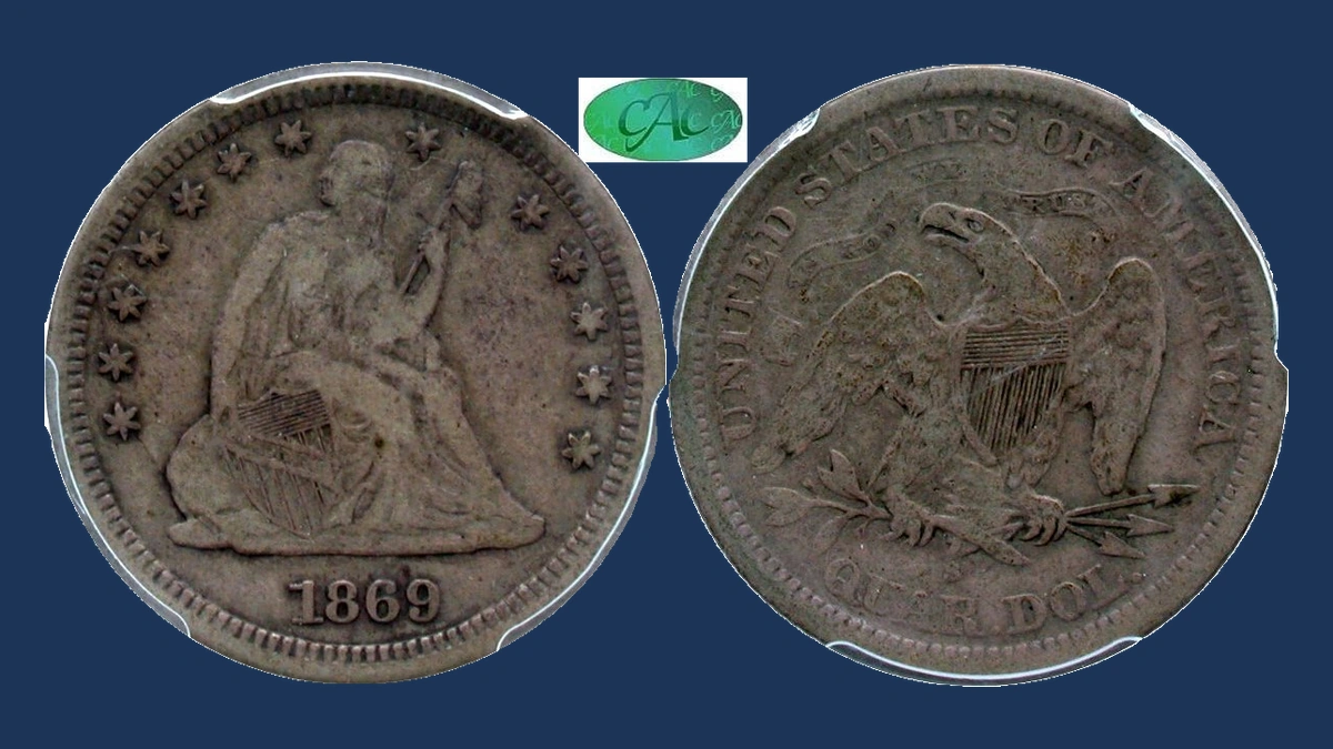 1869 Liberty Seated Quarter: Die Crack