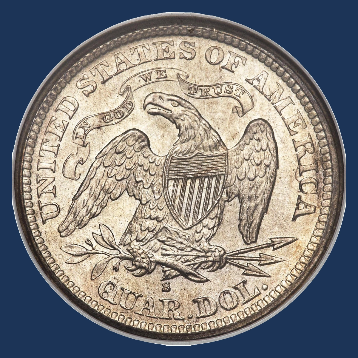 1867 Liberty Seated Quarter: Die Gouge