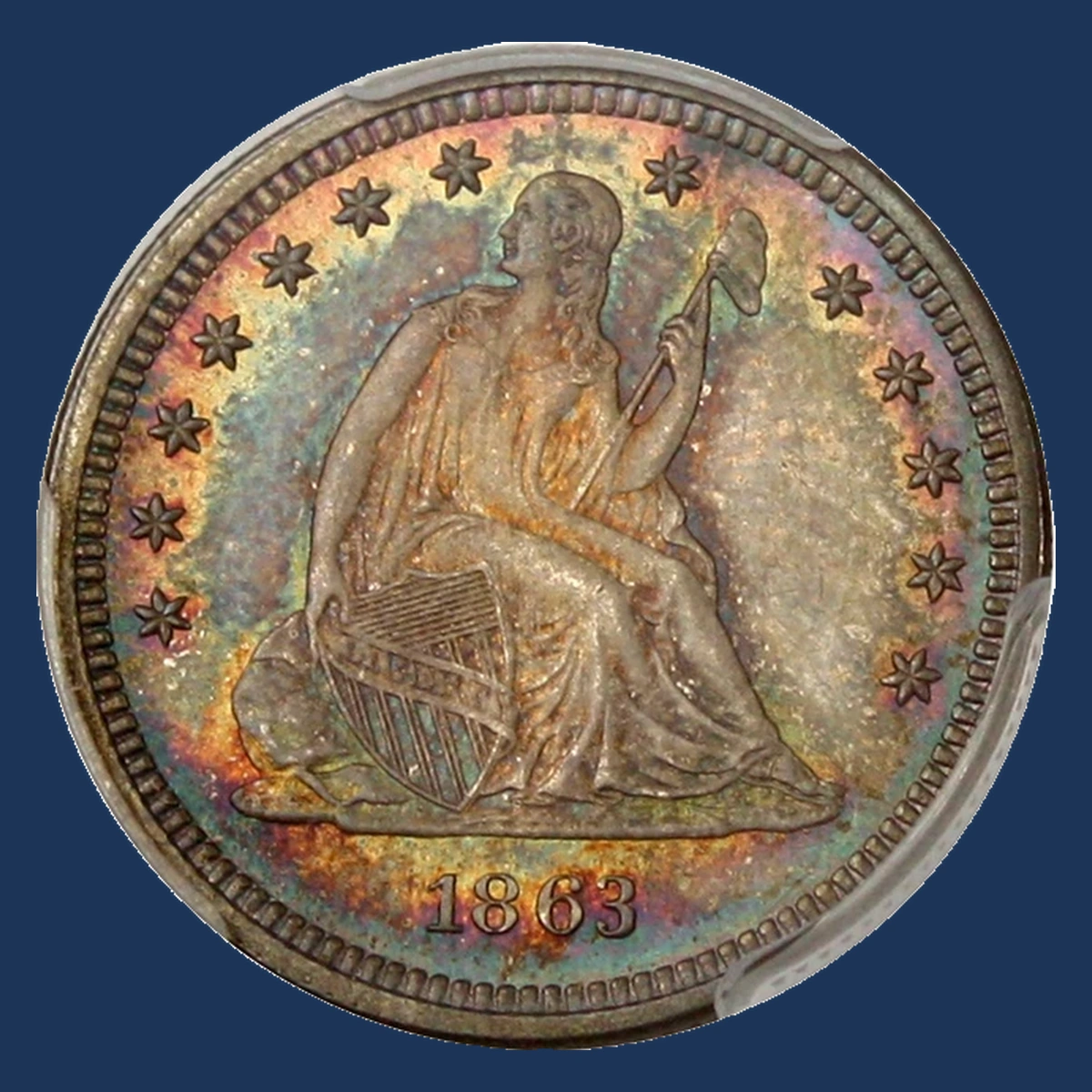 1863 Liberty Seated Quarter: Repunched Date