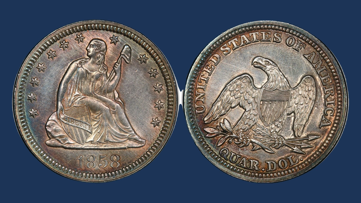 1858 Liberty Seated Quarter: Clashed Dies