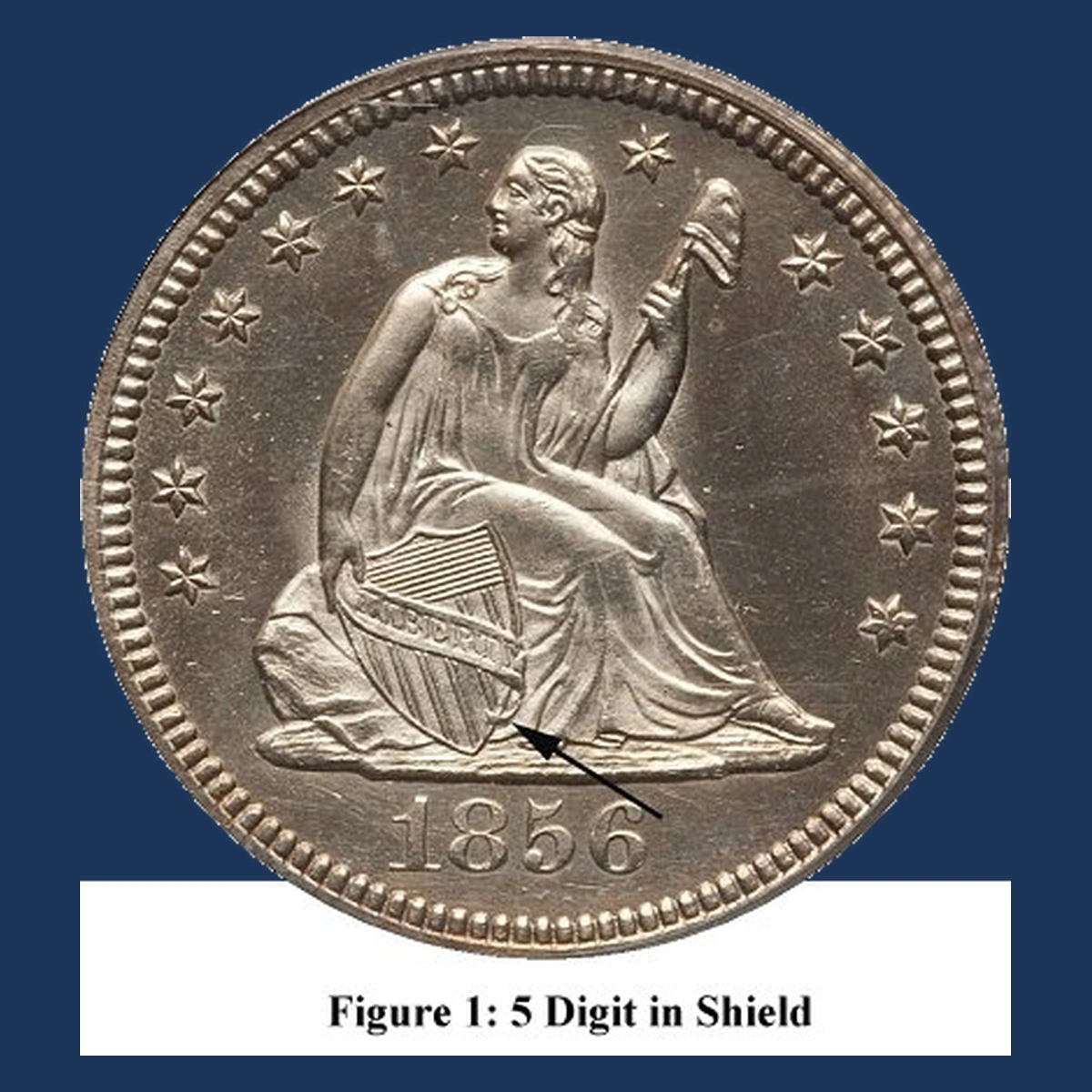 1856 Liberty Seated Quarter: Misplaced Date Digits