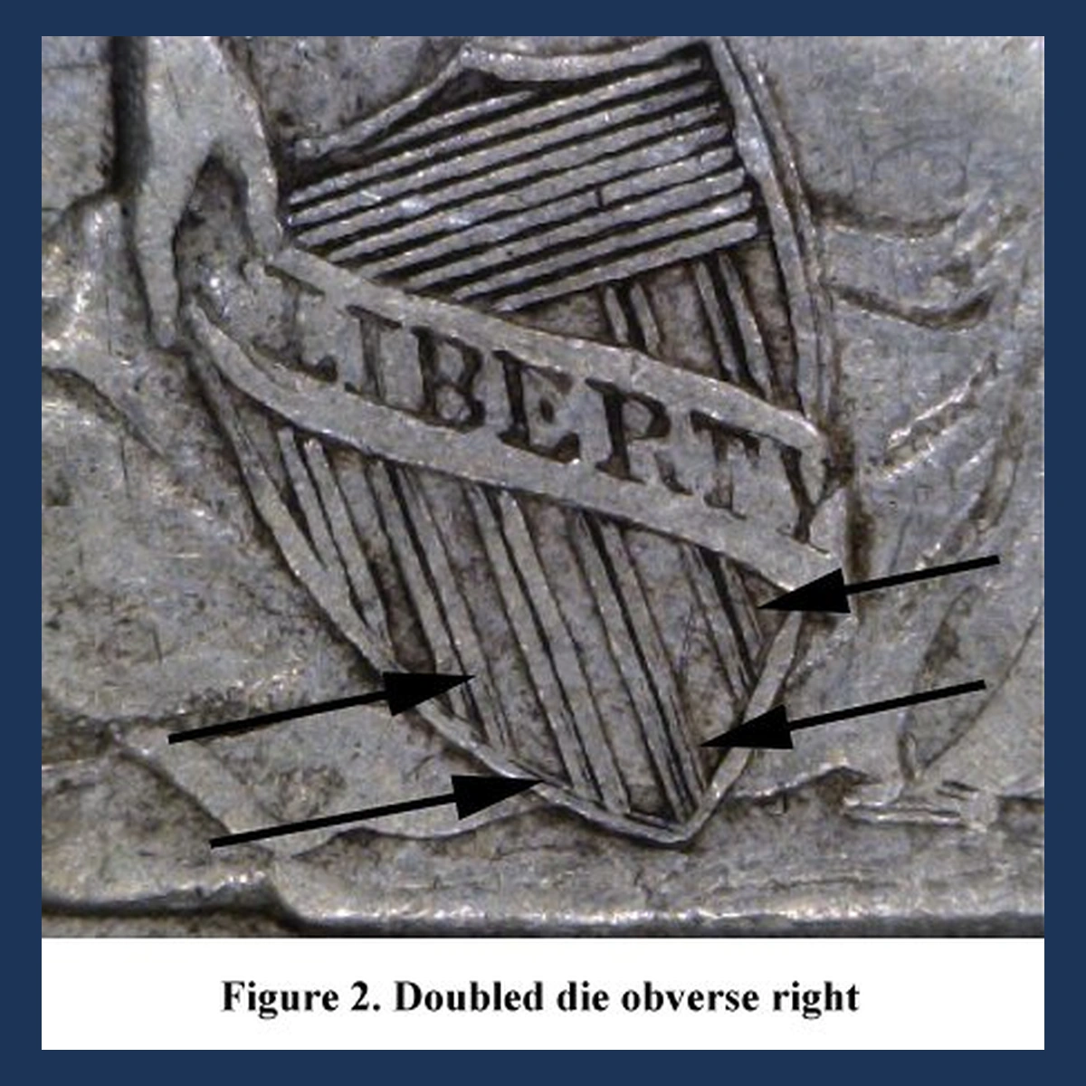 1855 Liberty Seated Quarter: Doubled Die Obverse