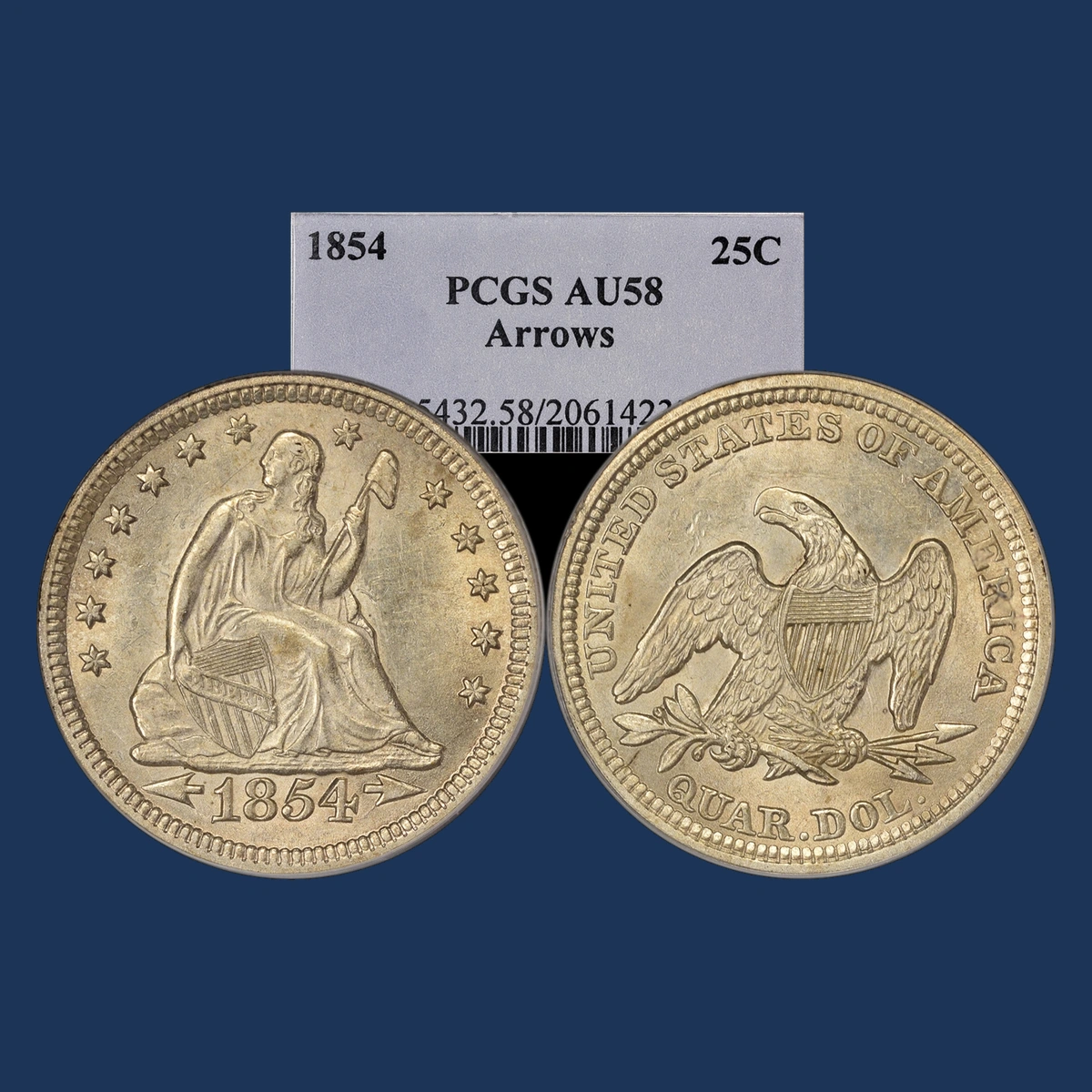 1854 Liberty Seated Quarter: Rotated Dies