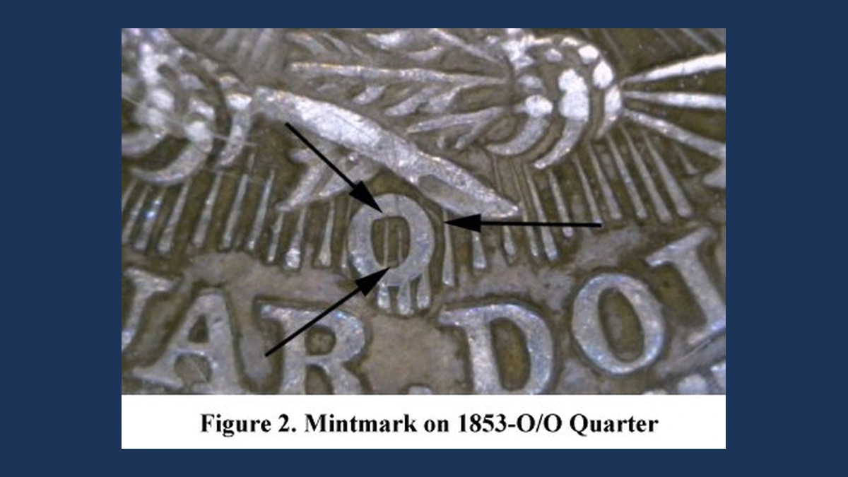 1853 Liberty Seated Quarter: Repunched O Mintmark