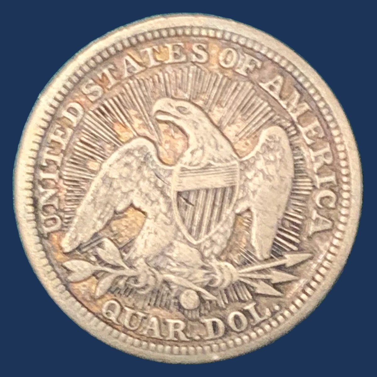 1853 Liberty Seated Quarter: Filled O from Die Deterioration