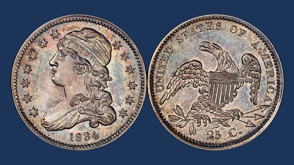 1834 Capped Bust Quarter: Die Crack / Die Chip