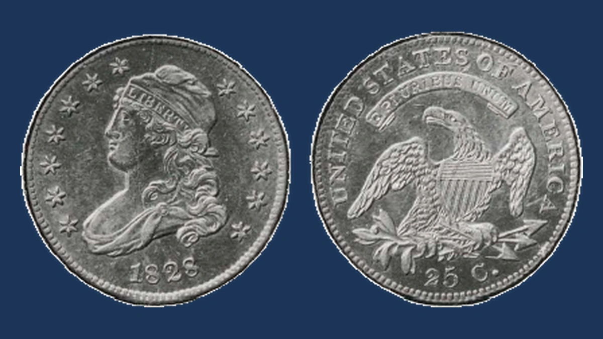 1828 Capped Bust Quarter: Die Break