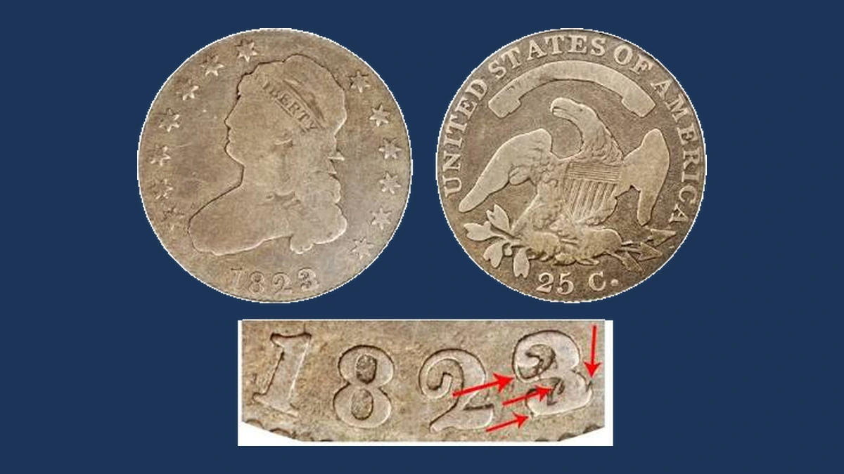1823 Capped Bust Quarter: Hub Damage