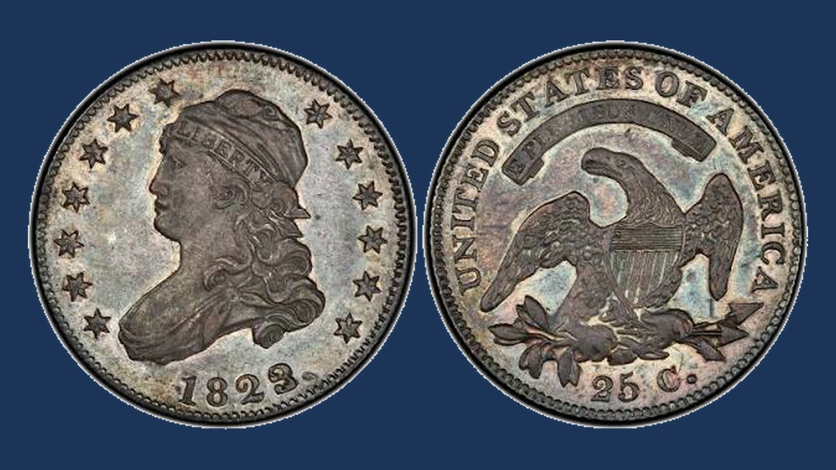 1823 Capped Bust Quarter: Overdate