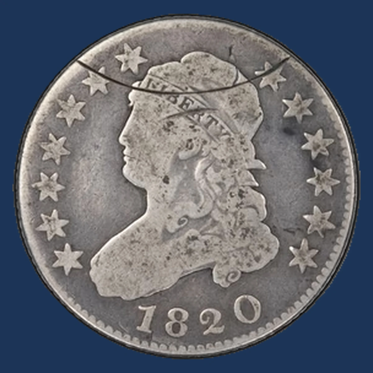 1820 Capped Bust Quarter: Clipped Planchet