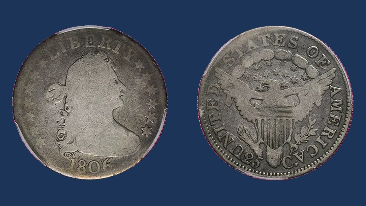 1806 Draped Bust Quarter: Die Crack / Die Chip