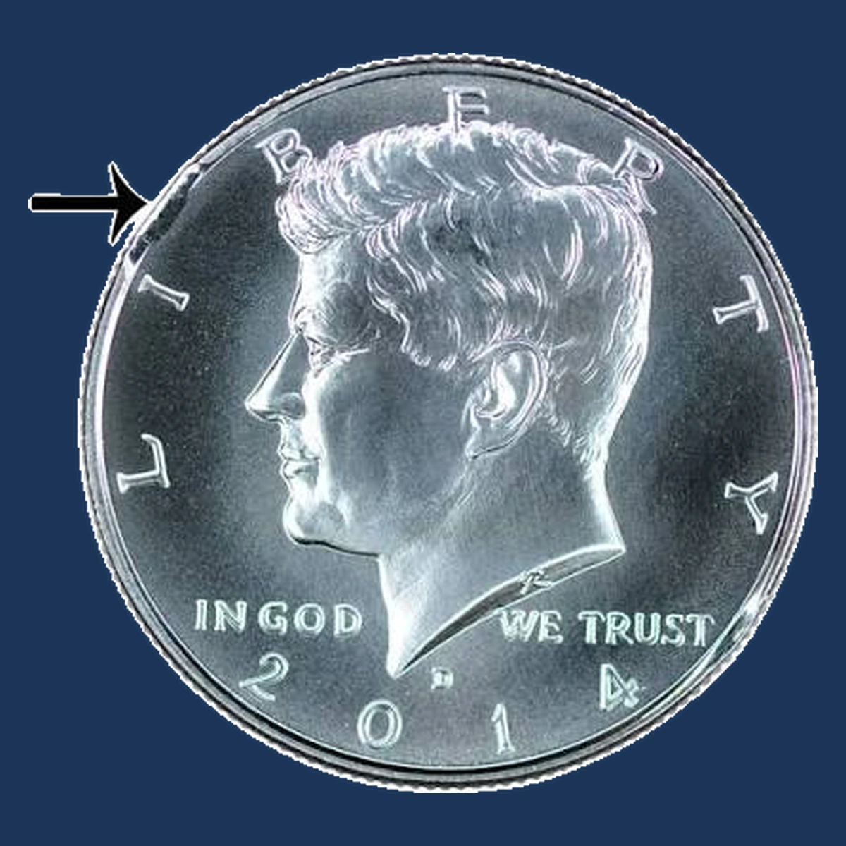 2014 Kennedy Half Dollar: Clipped Planchet