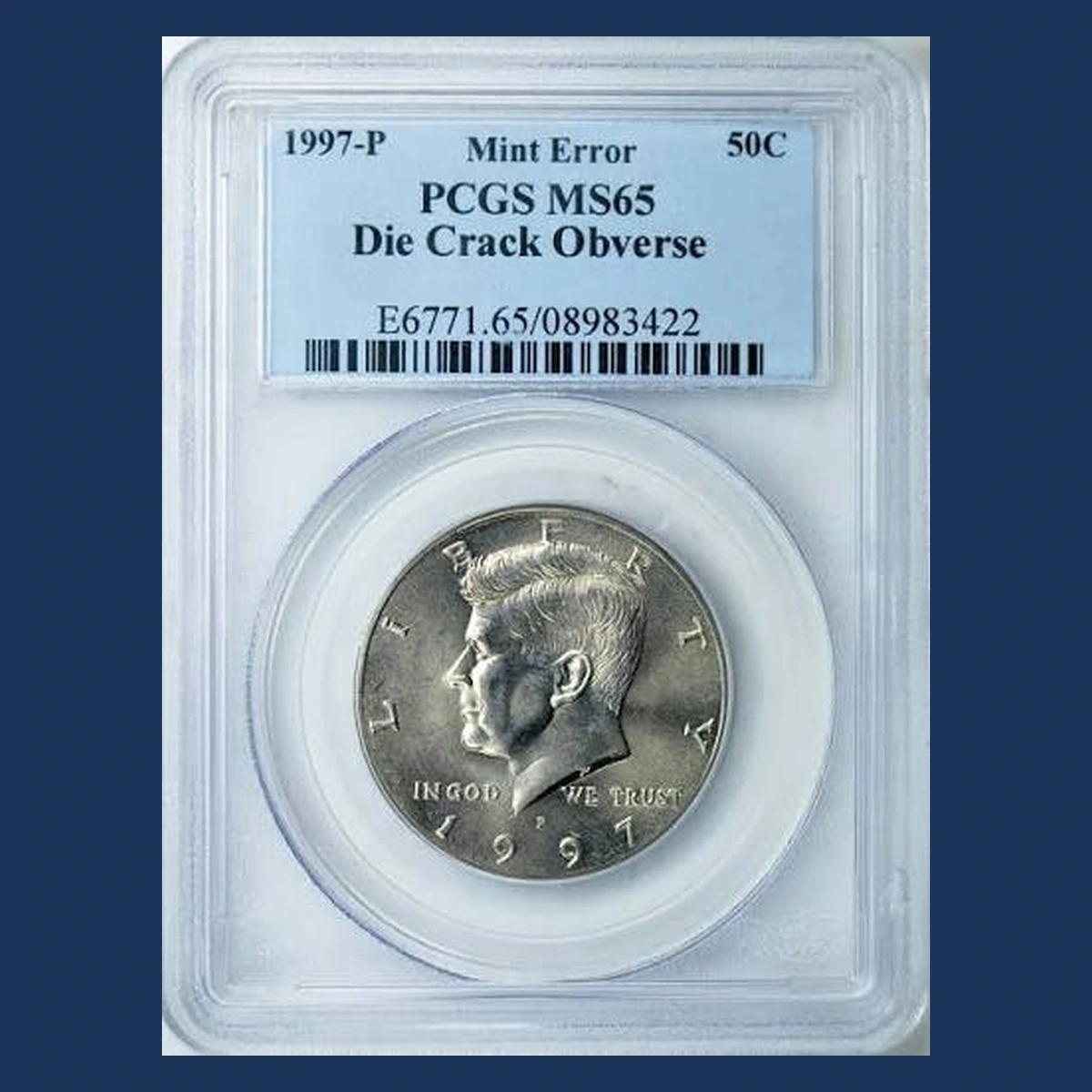 1997 Kennedy Half Dollar: Die Crack / Die Chip