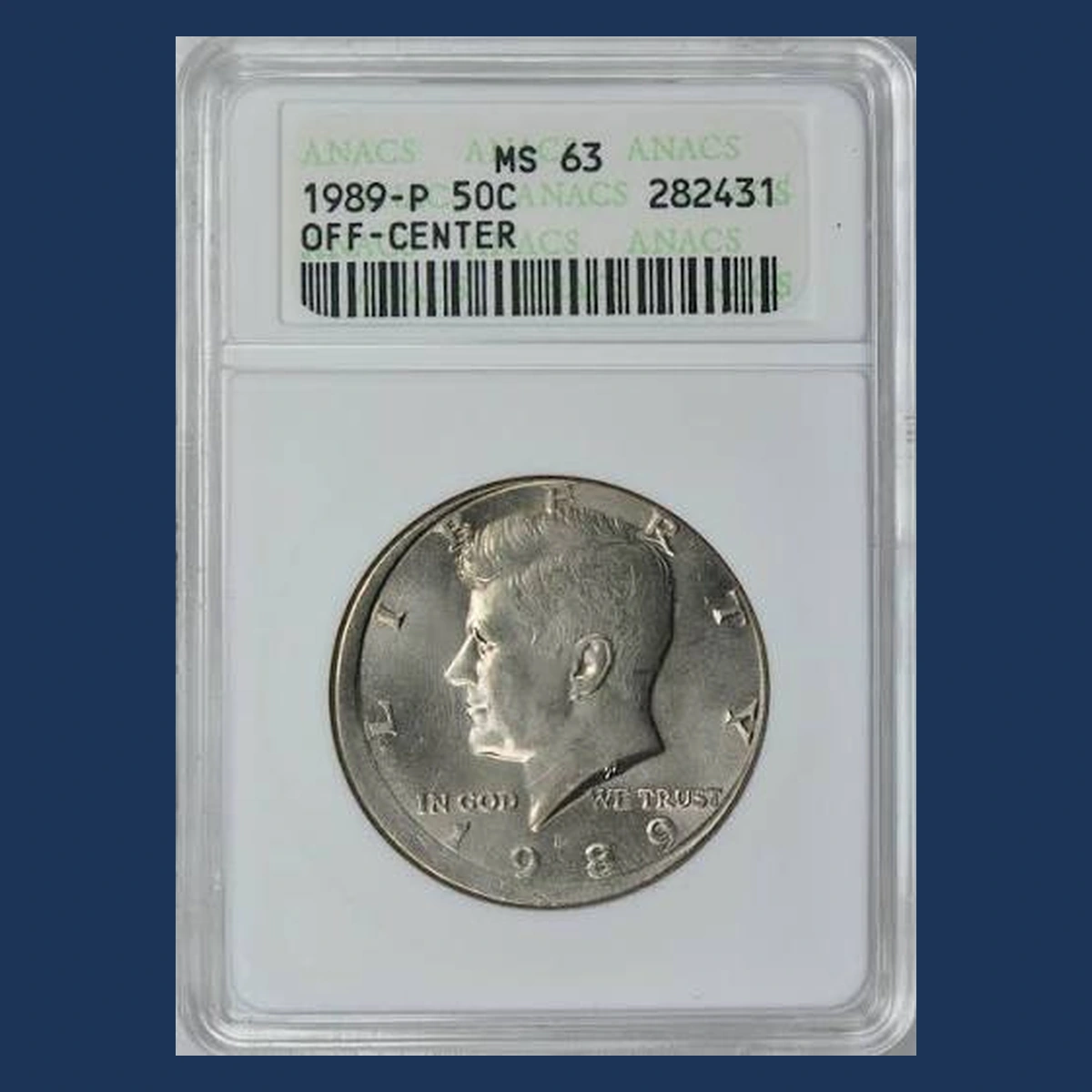 1989 Kennedy Half Dollar: Off-Center Strike