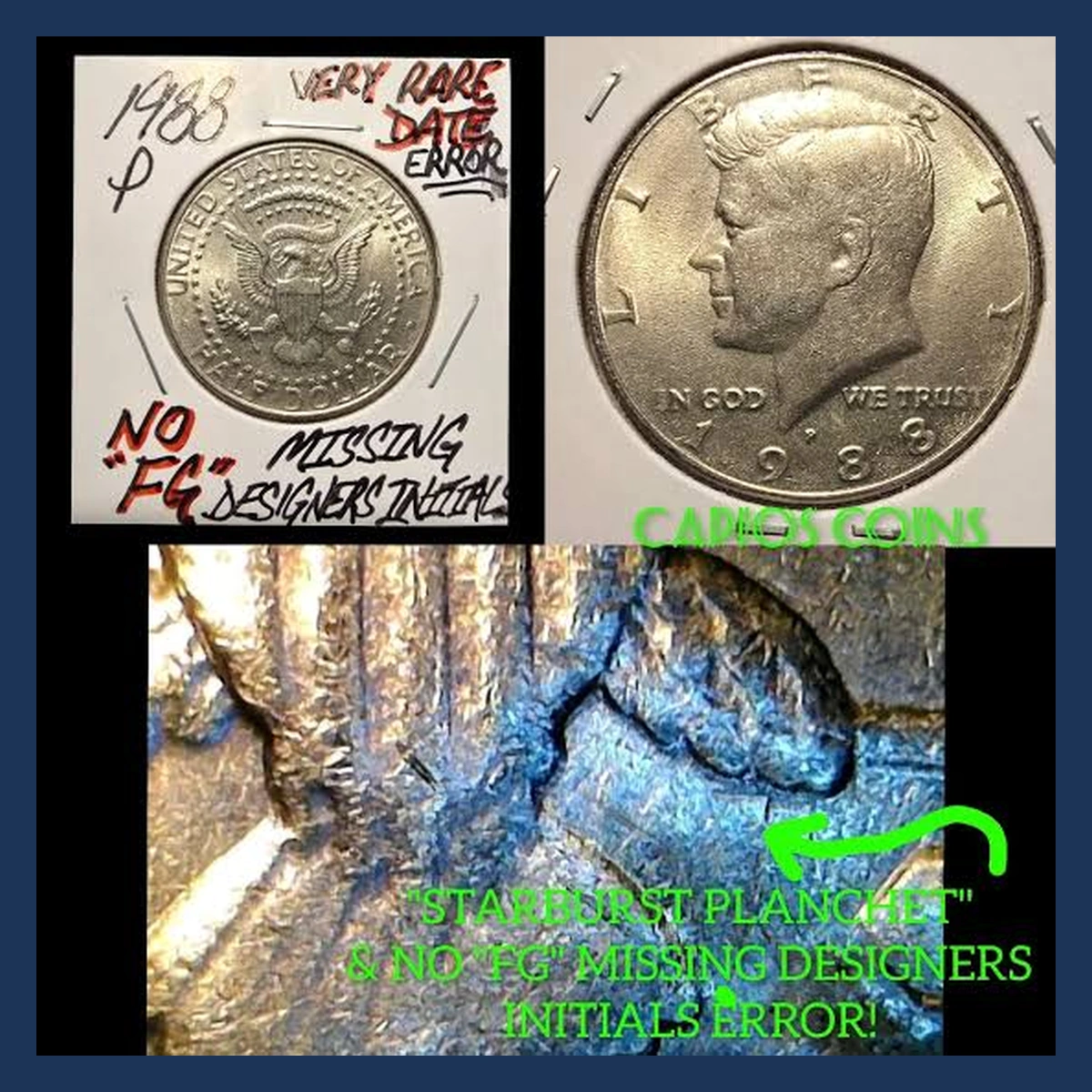 1988 Kennedy Half Dollar: Missing FG Initials