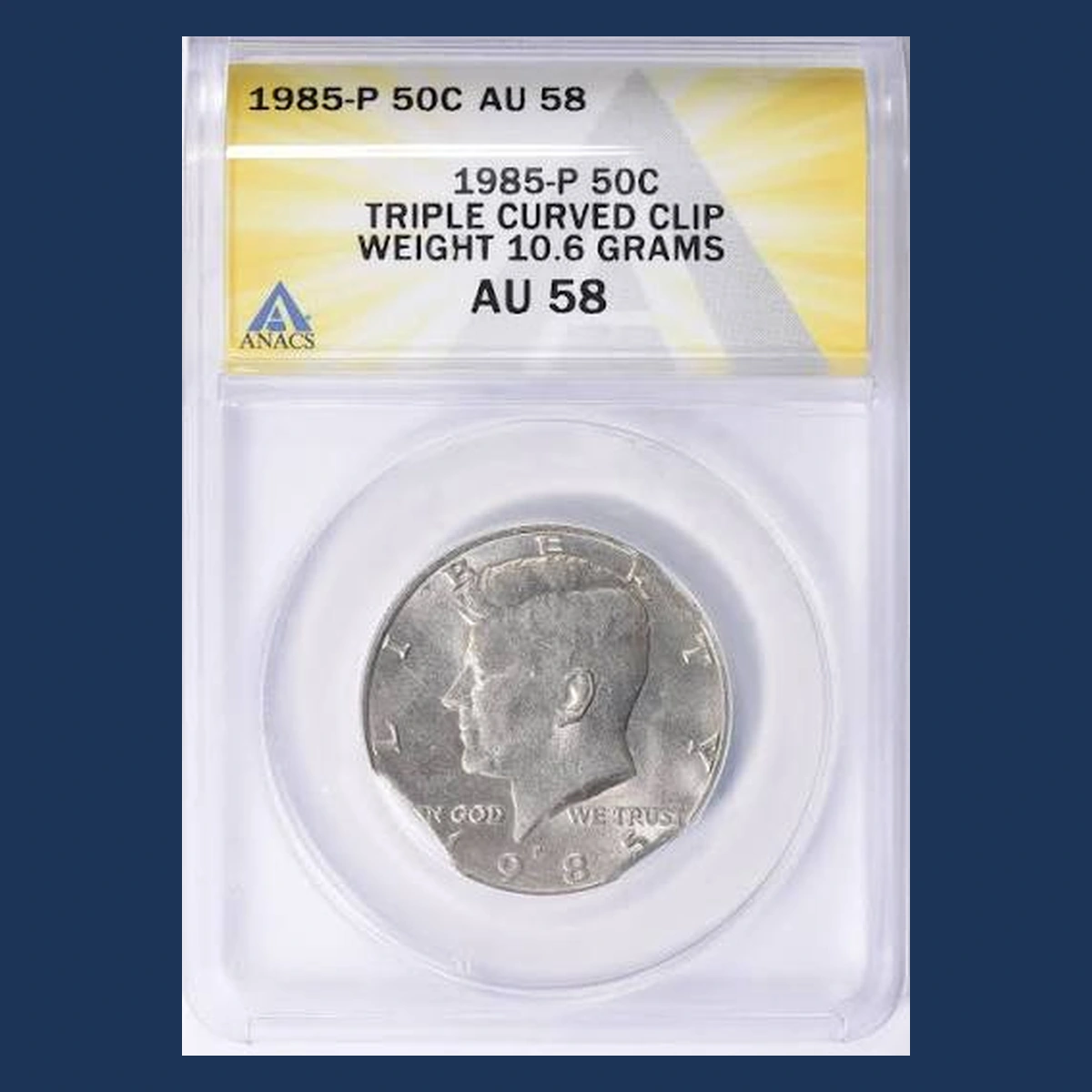 1985 Kennedy Half Dollar: Clipped Planchet