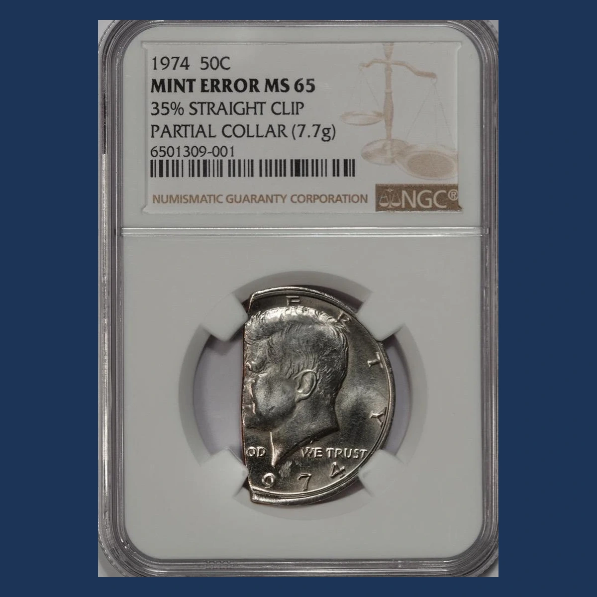 1974 Kennedy Half Dollar: Clipped Planchet