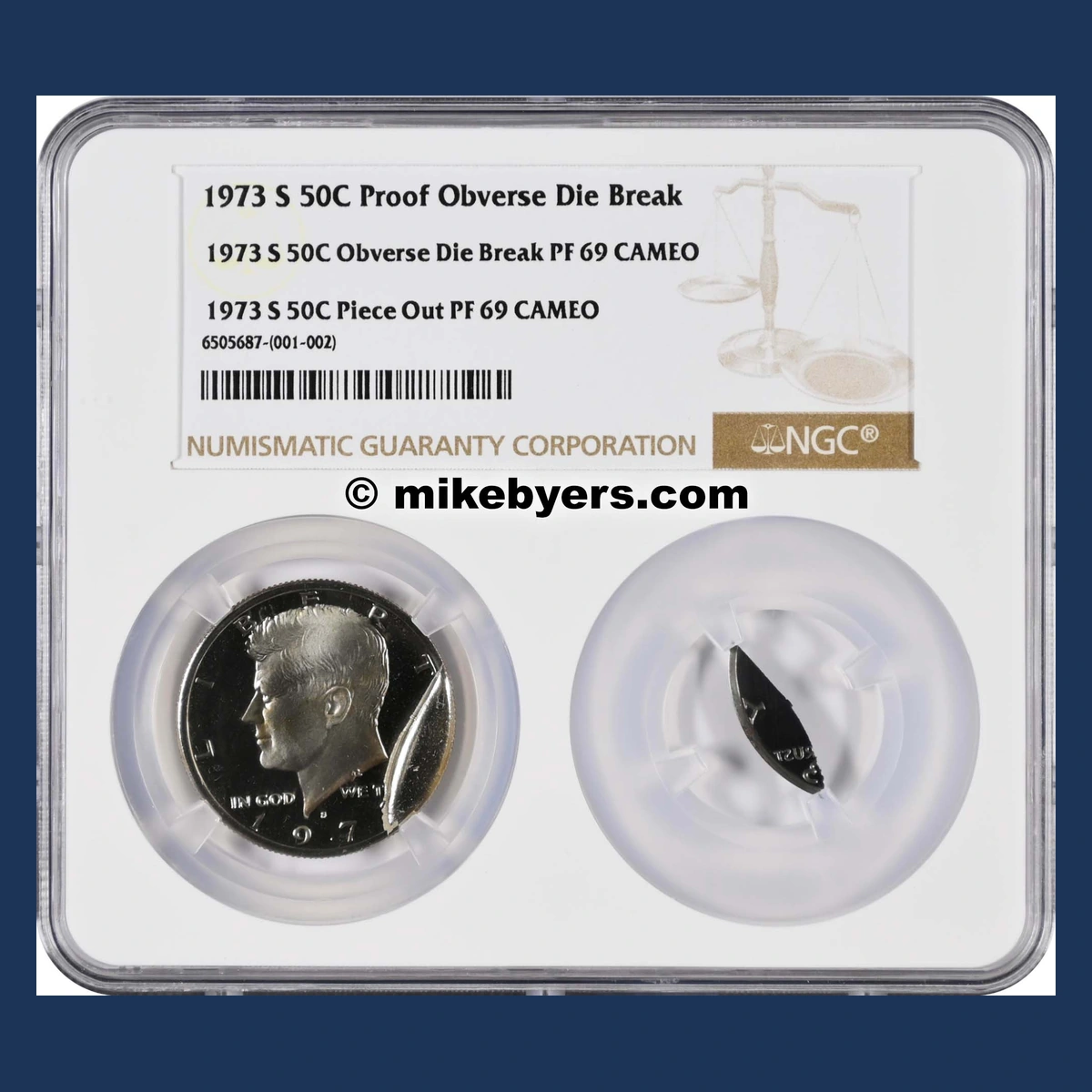 1973 Kennedy Half Dollar: Die Crack / Die Chip
