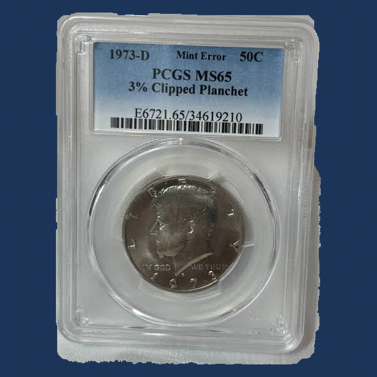 1973 Kennedy Half Dollar: Clipped Planchet