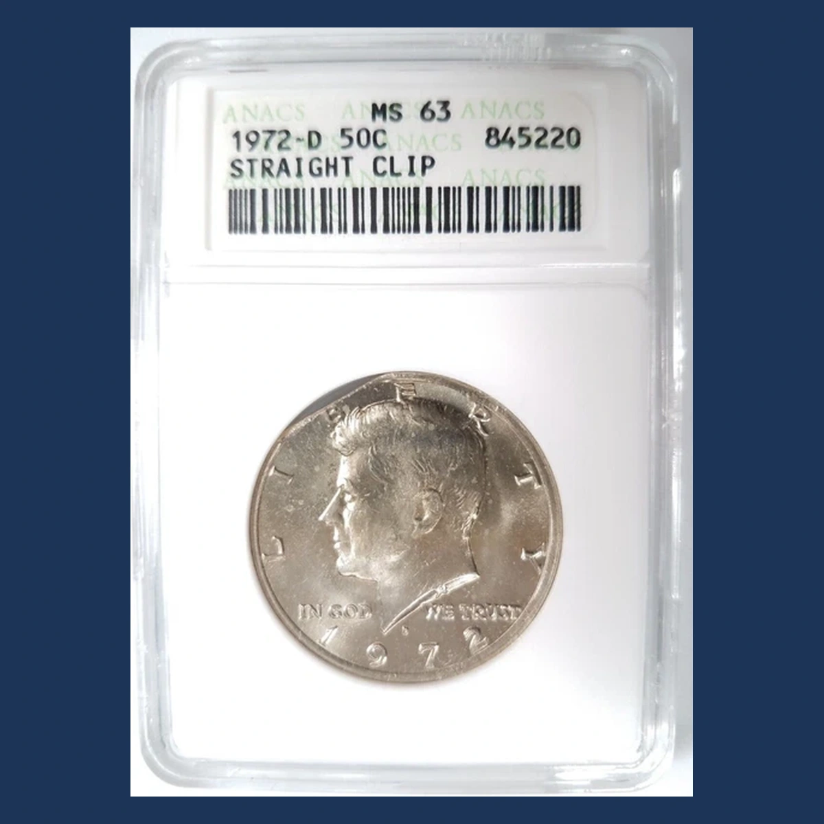 1972 Kennedy Half Dollar: Clipped Planchet