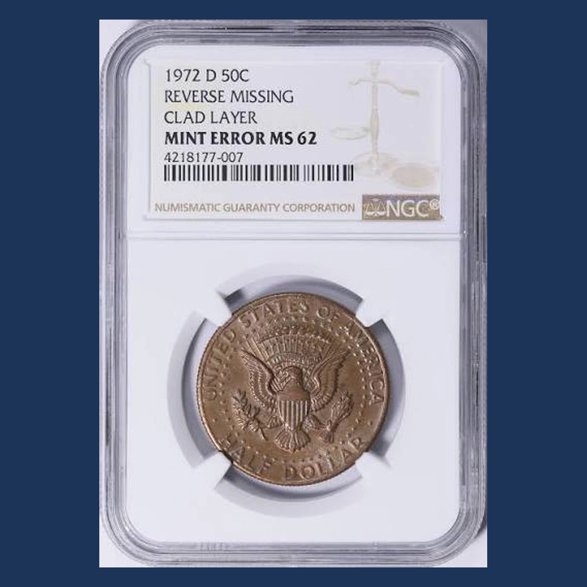 1972 Kennedy Half Dollar: Missing Clad Layer
