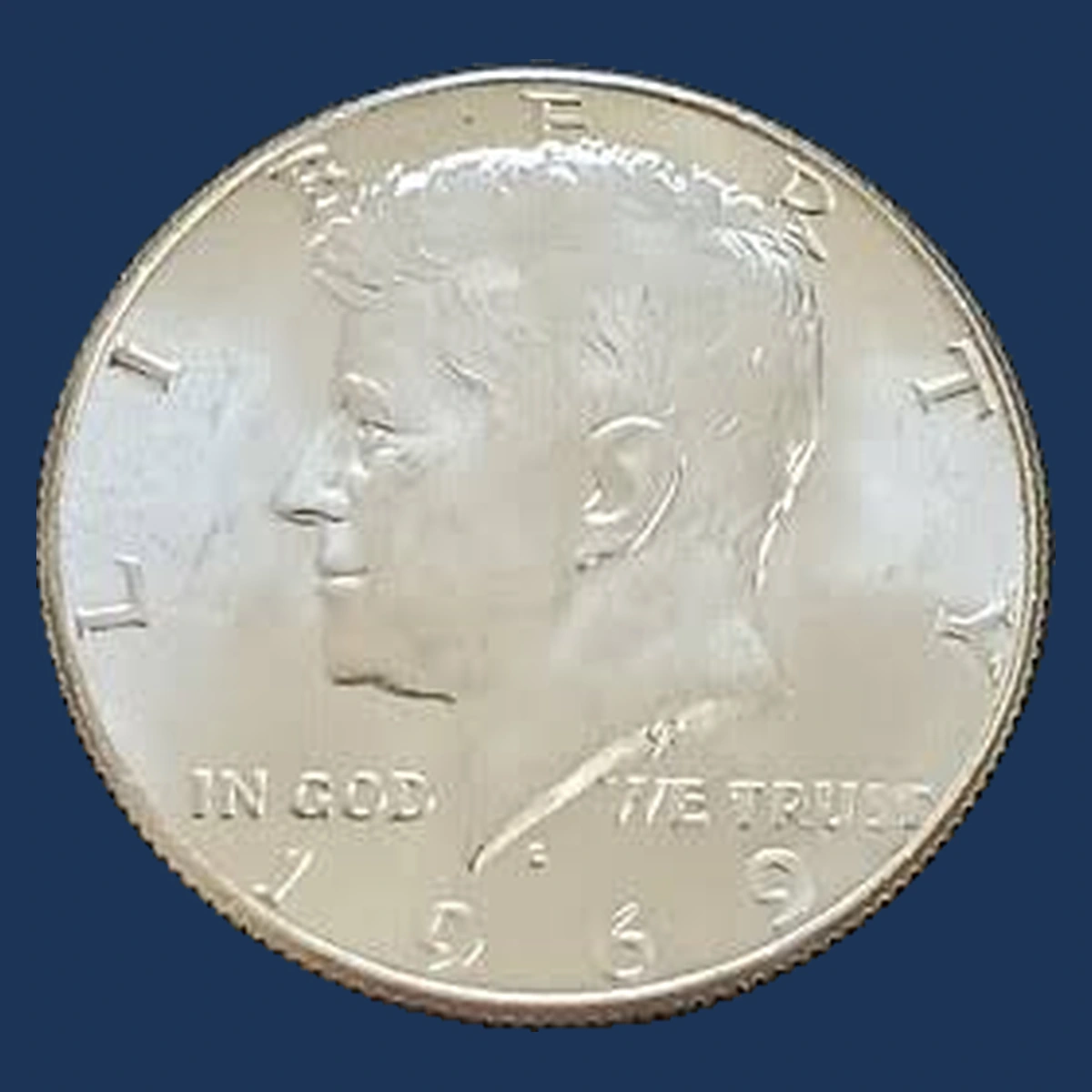 1969 Kennedy Half Dollar: doubled die reverse