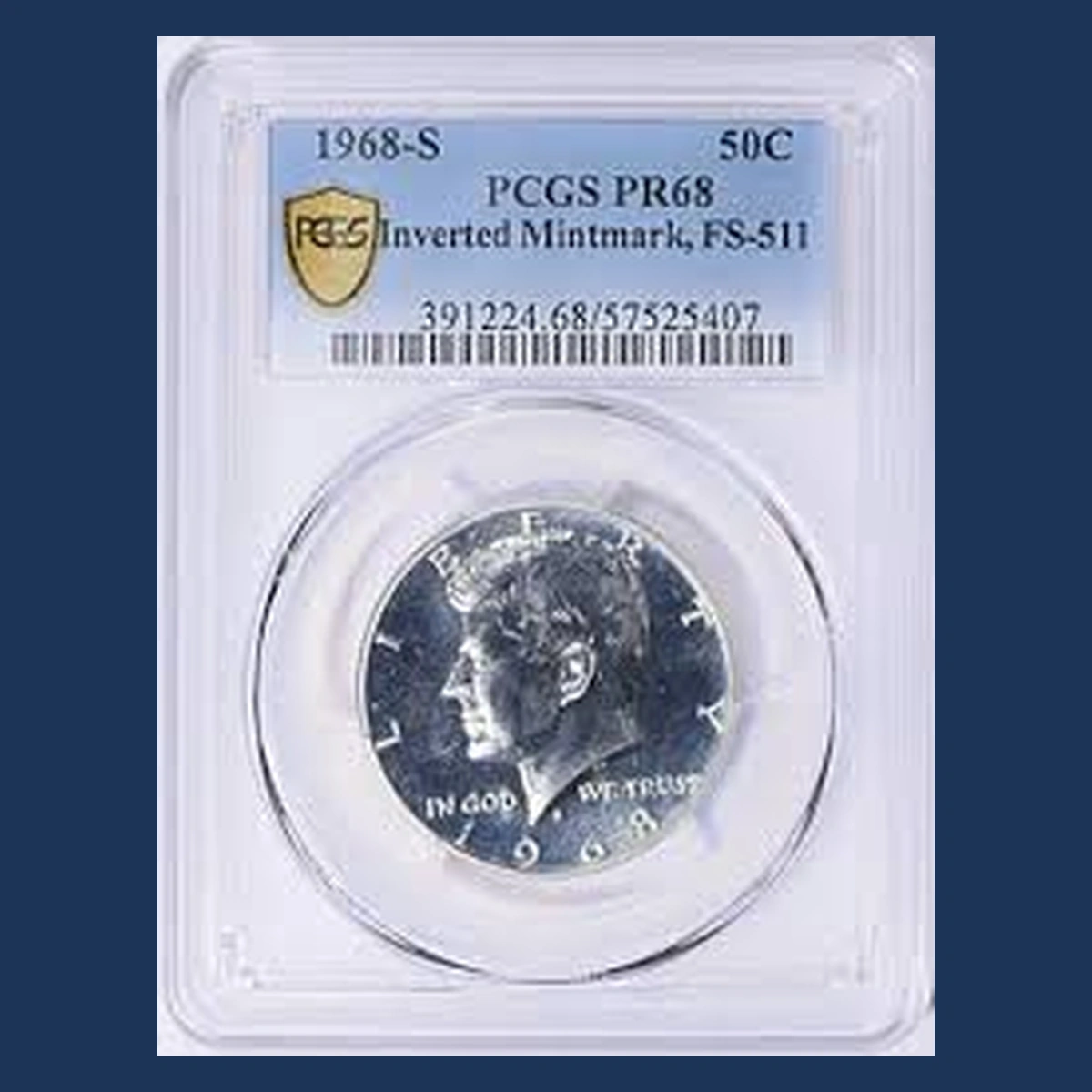 1968 Kennedy Half Dollar: Inverted Mintmark
