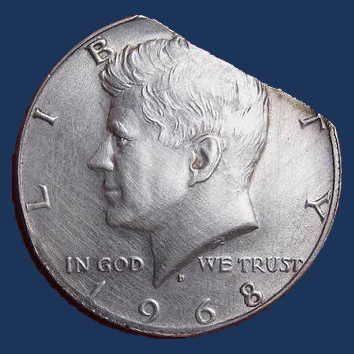1968 Kennedy Half Dollar: Clipped Planchet