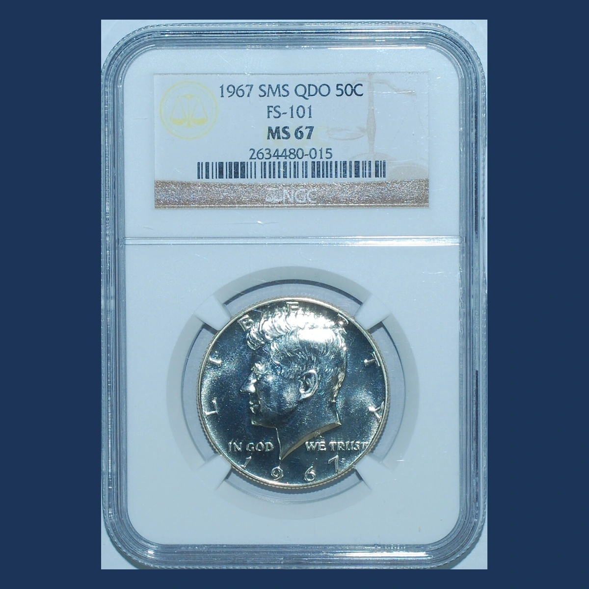 1967 Kennedy Half Dollar: Strong Obverse Doubling on SMS