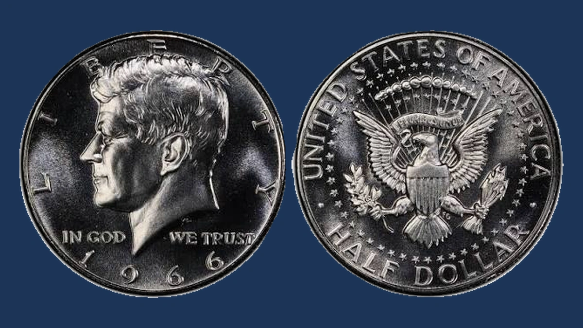 1966 Kennedy Half Dollar: SMS Doubled Die Obverse