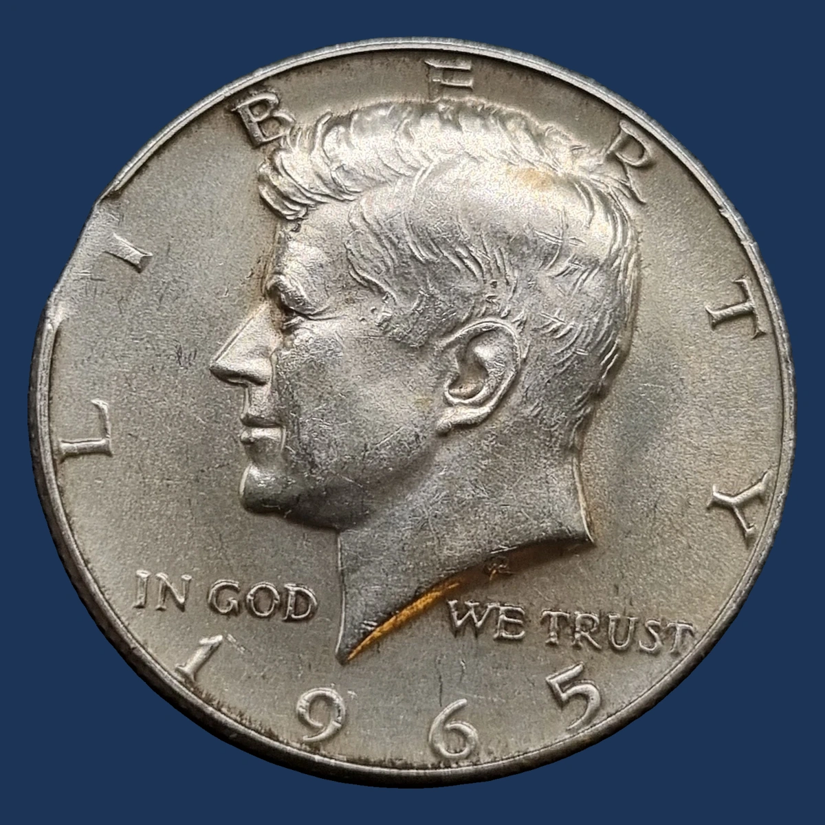 1965 Kennedy Half Dollar: Clipped Planchet