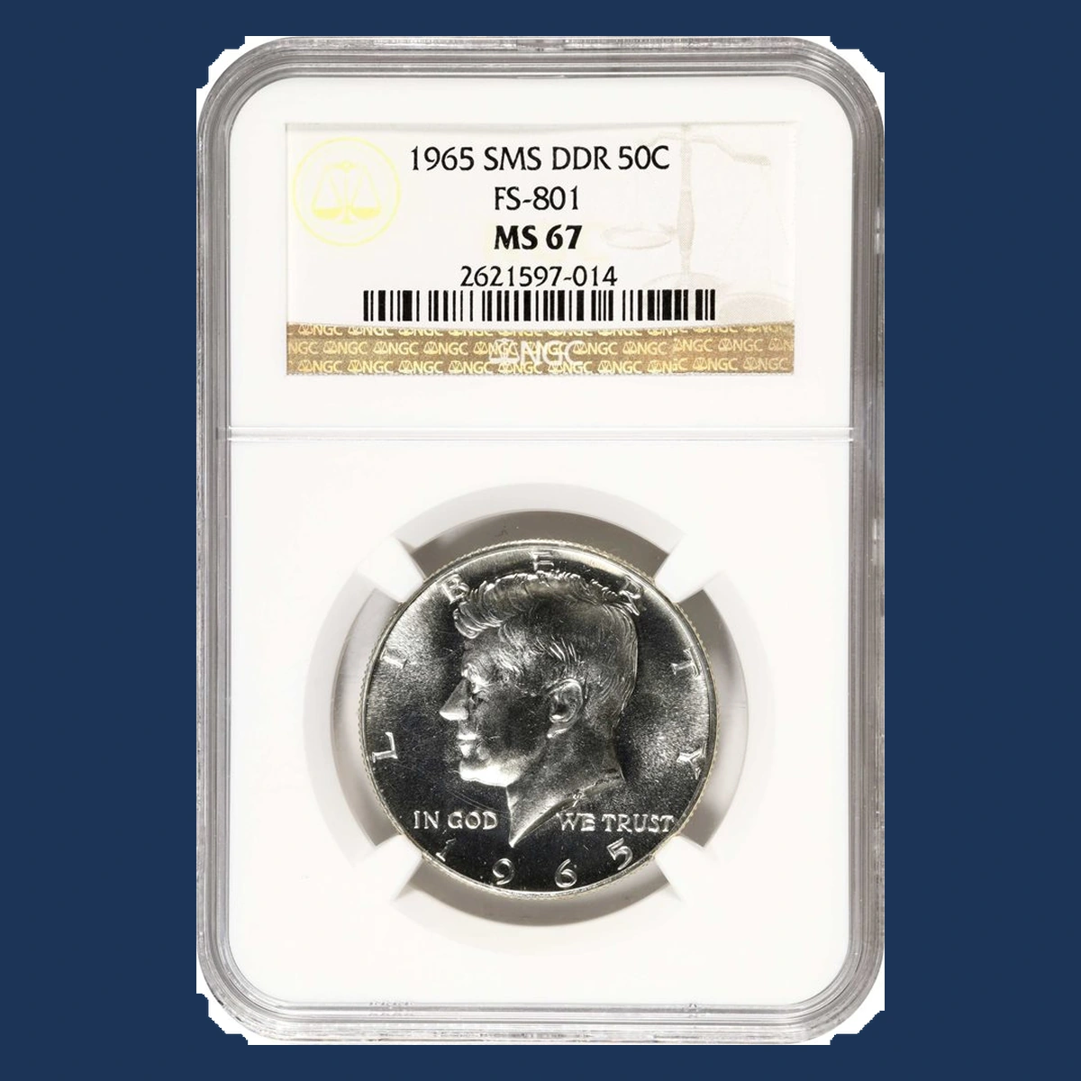 1965 Kennedy Half Dollar: Doubled Die Reverse