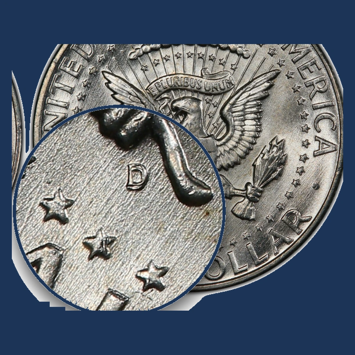 1964 Kennedy Half Dollar: Repunched Mintmark