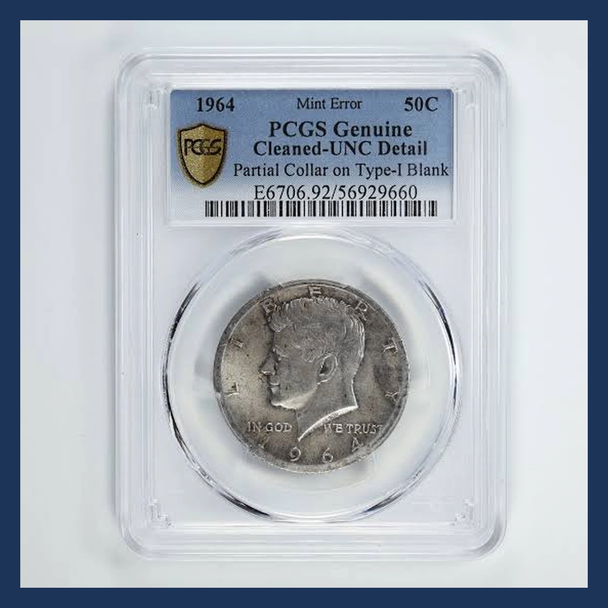 1964 Kennedy Half Dollar: Partial Collar