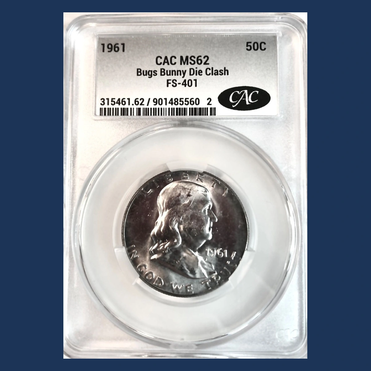 1961 Franklin Half Dollar: Bugs Bunny Die Clash