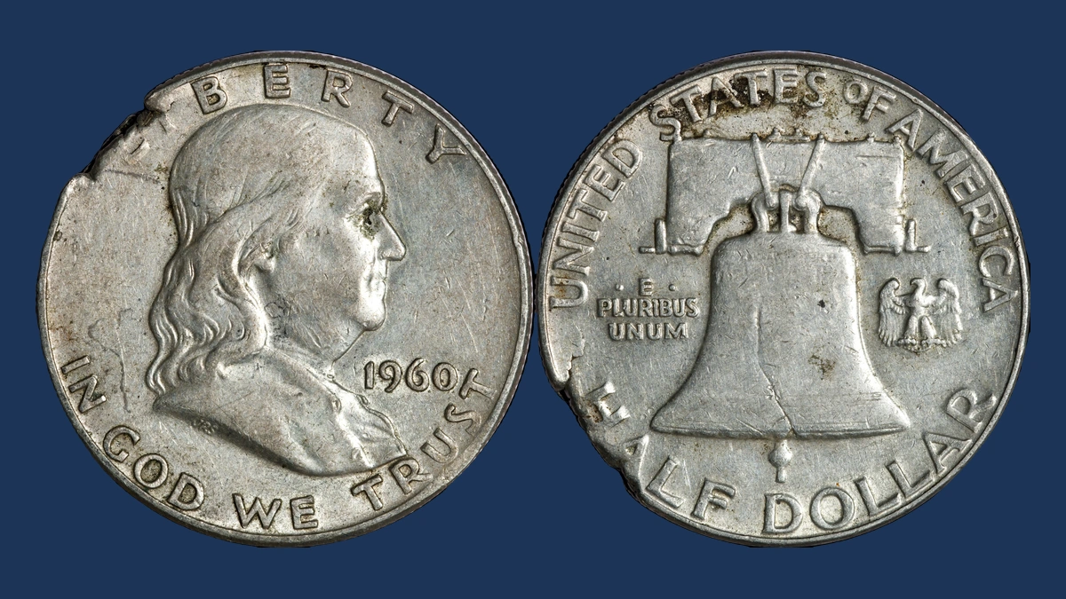 1960 Franklin Half Dollar: Clipped Planchet