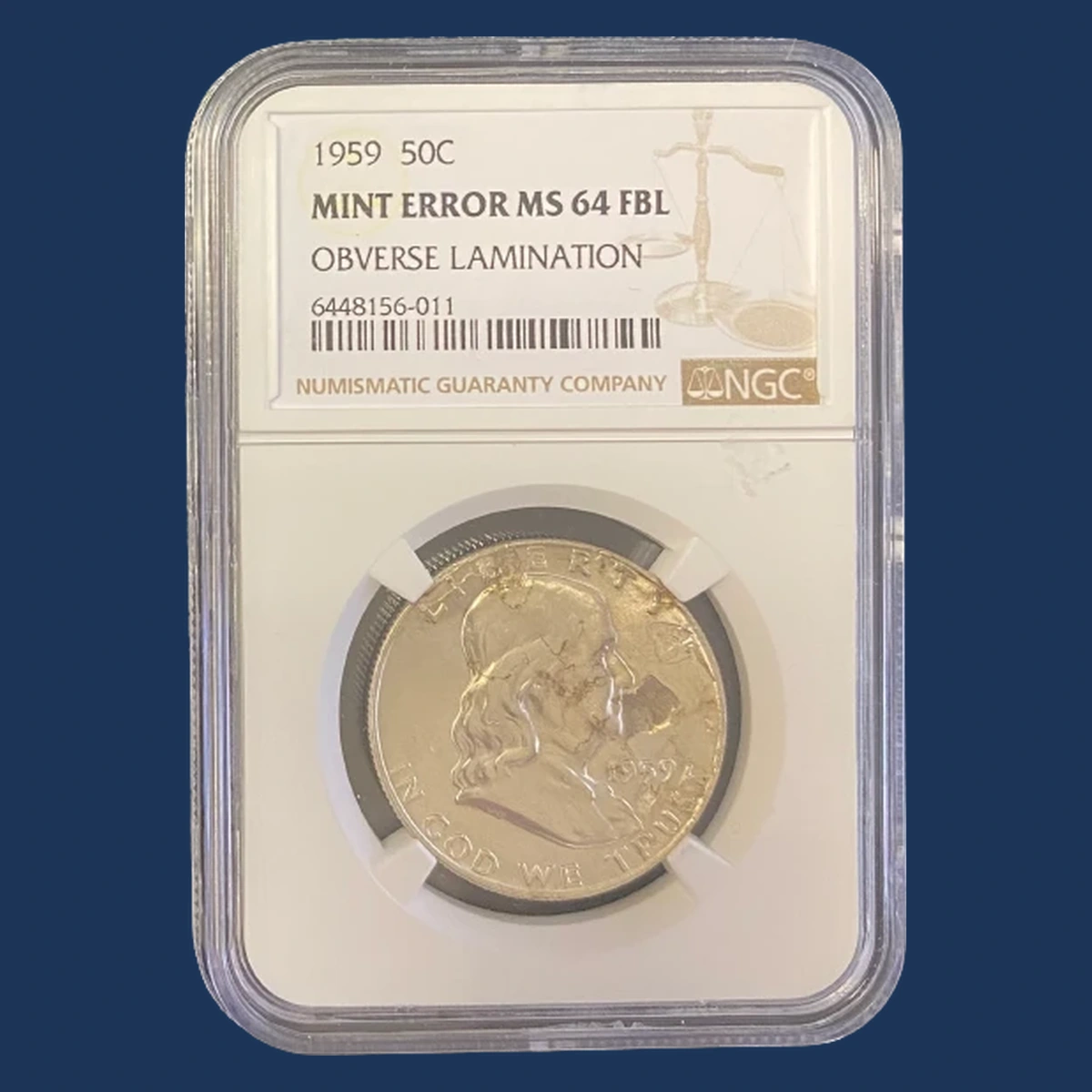 1959 Franklin Half Dollar: Lamination
