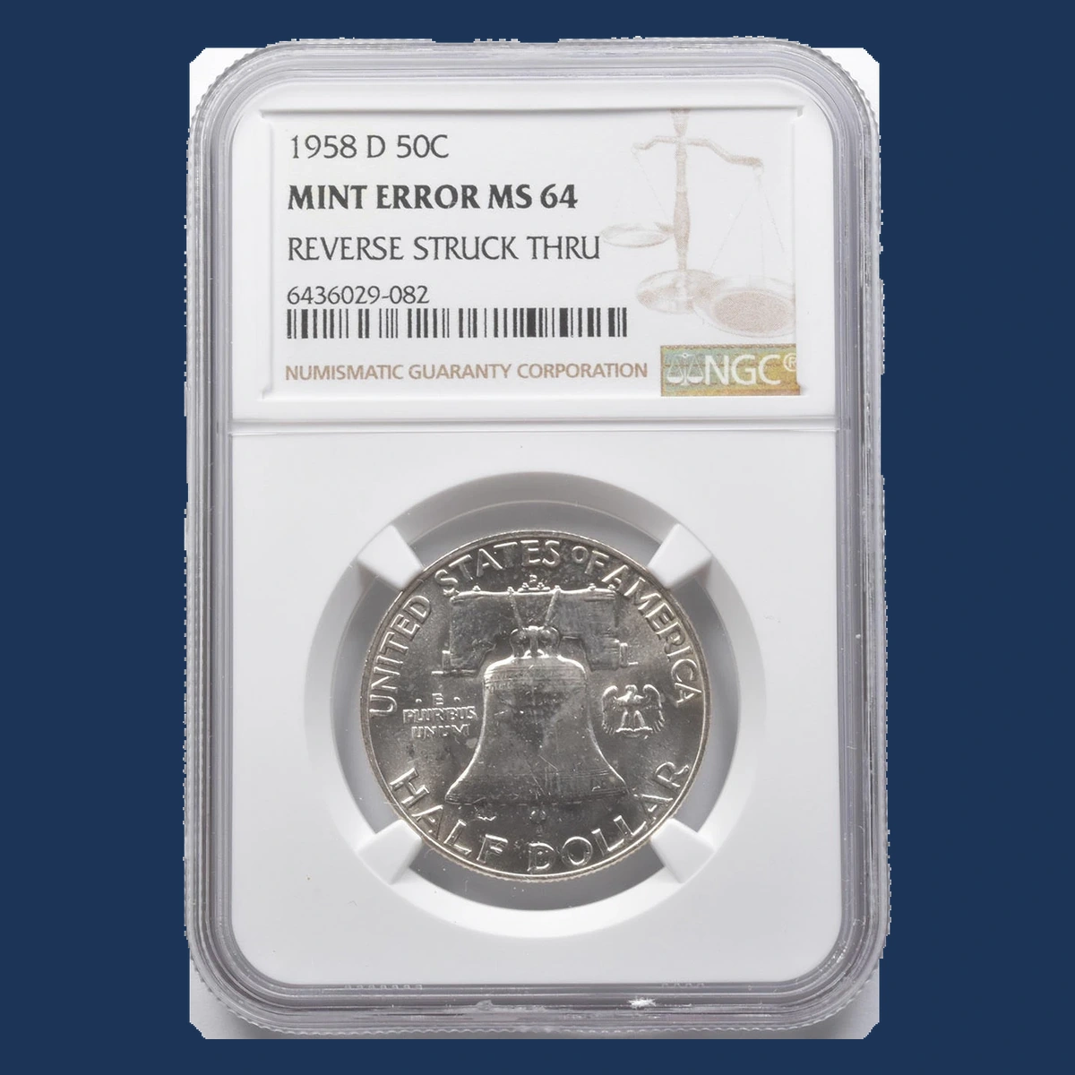 1958 Franklin Half Dollar: Struck Through
