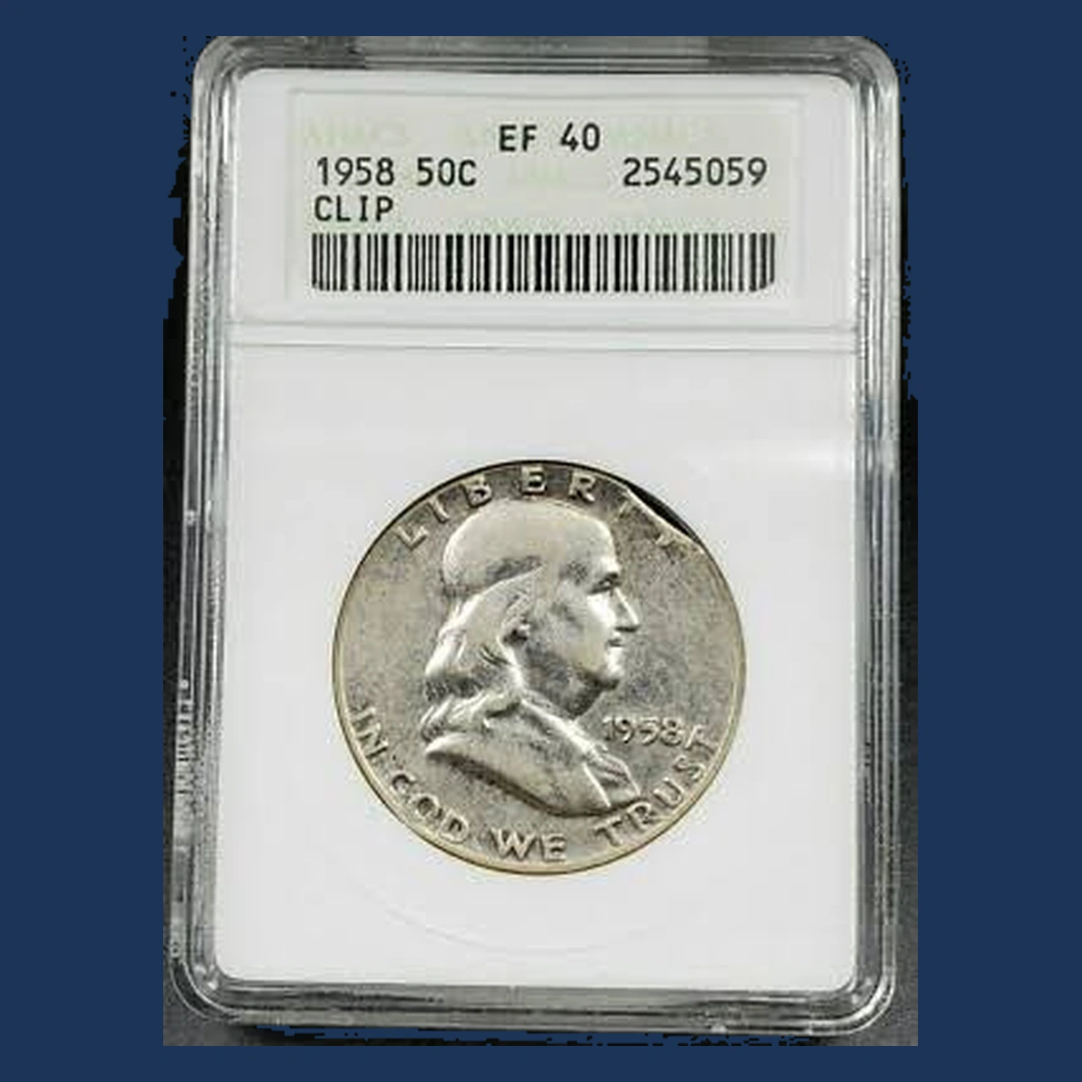 1958 Franklin Half Dollar: Clipped Planchet