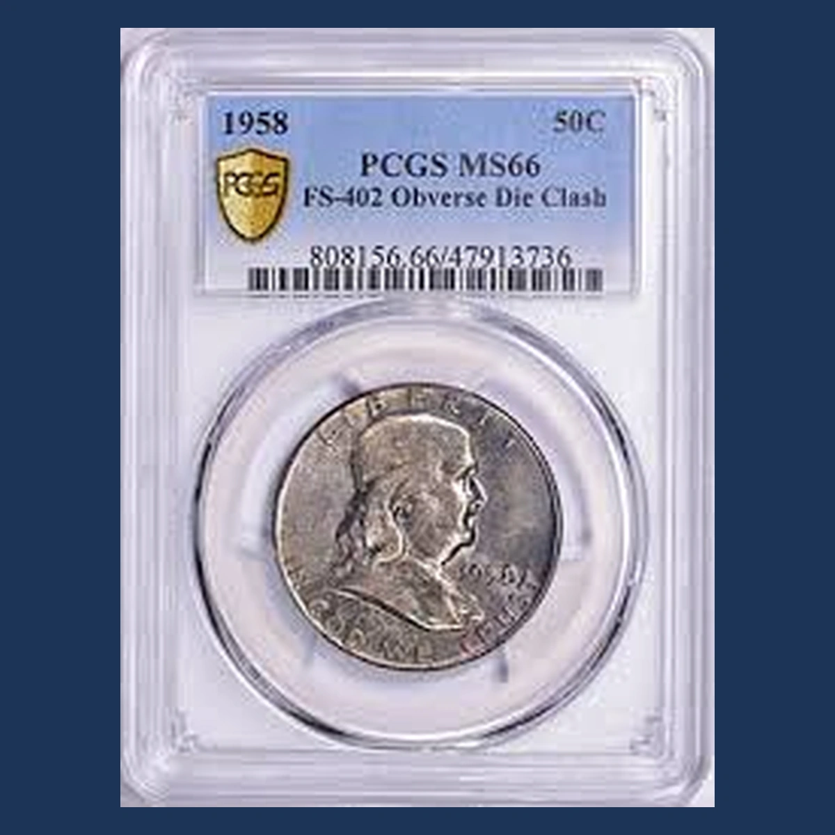1958 Franklin Half Dollar: Clashed Dies