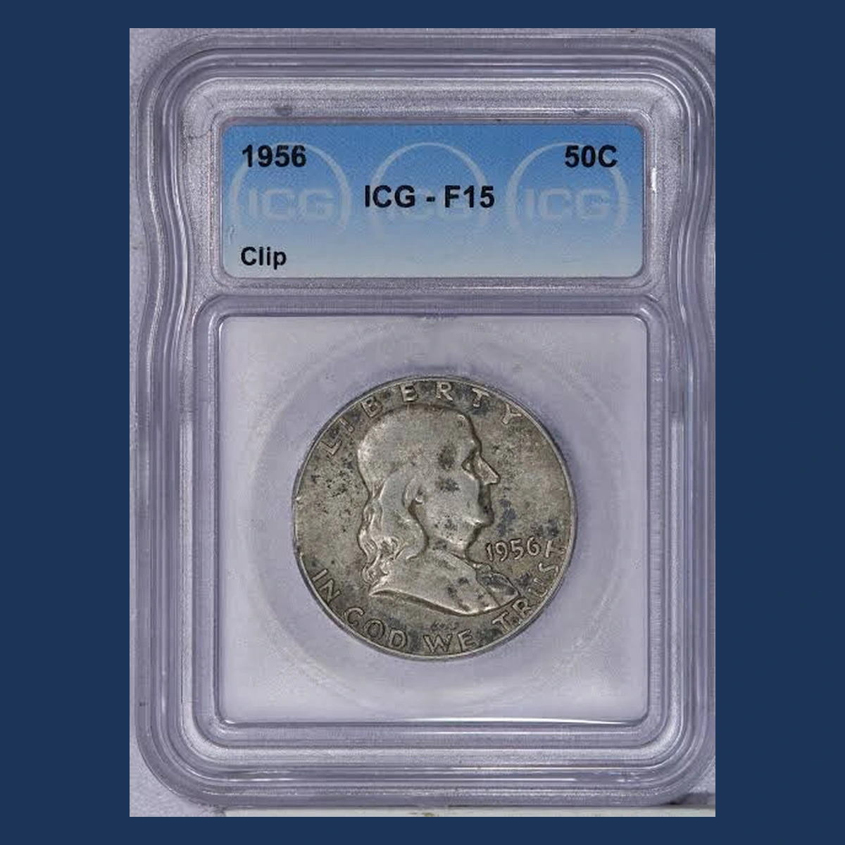 1956 Franklin Half Dollar: Clipped Planchet