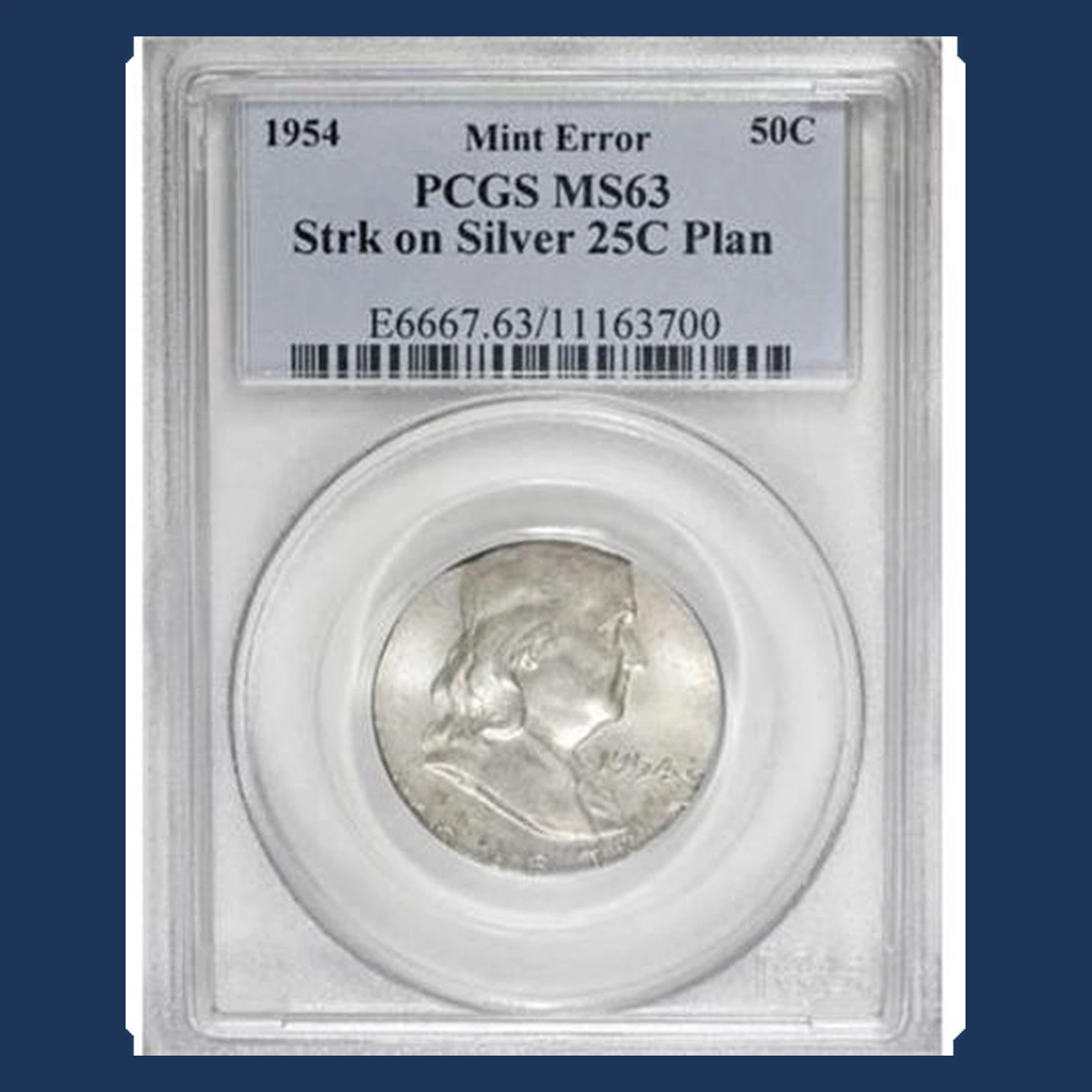 1954 Franklin Half Dollar: Wrong Planchet