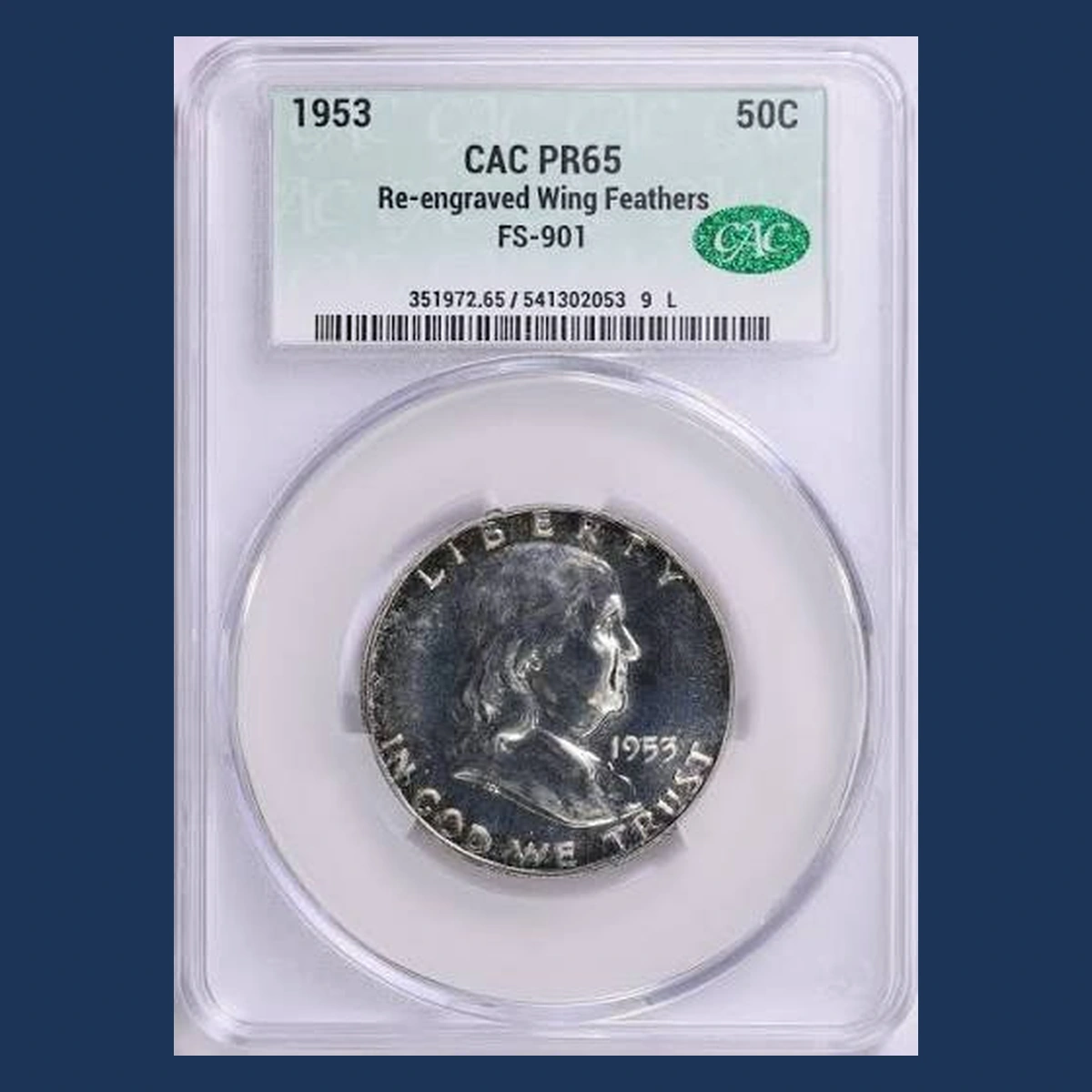 1953 Franklin Half Dollar: Repunched Design