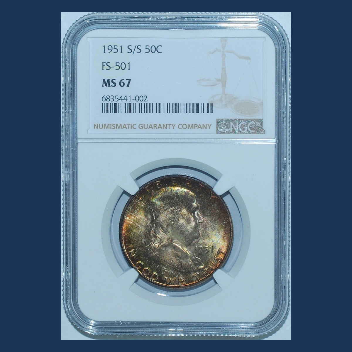 1951 Franklin Half Dollar: Repunched Mintmark