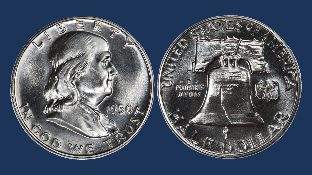 1950 Franklin Half Dollar: proof quadrupled die obverse