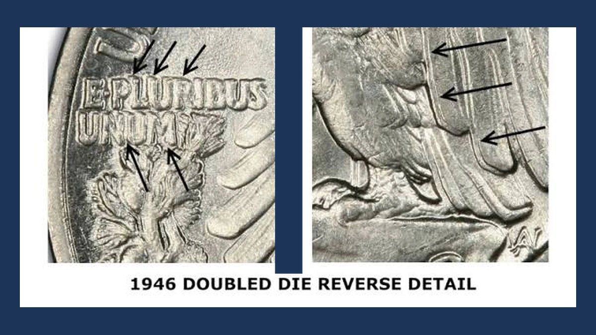 1946 Walking Liberty Half Dollar: Doubled Die Reverse