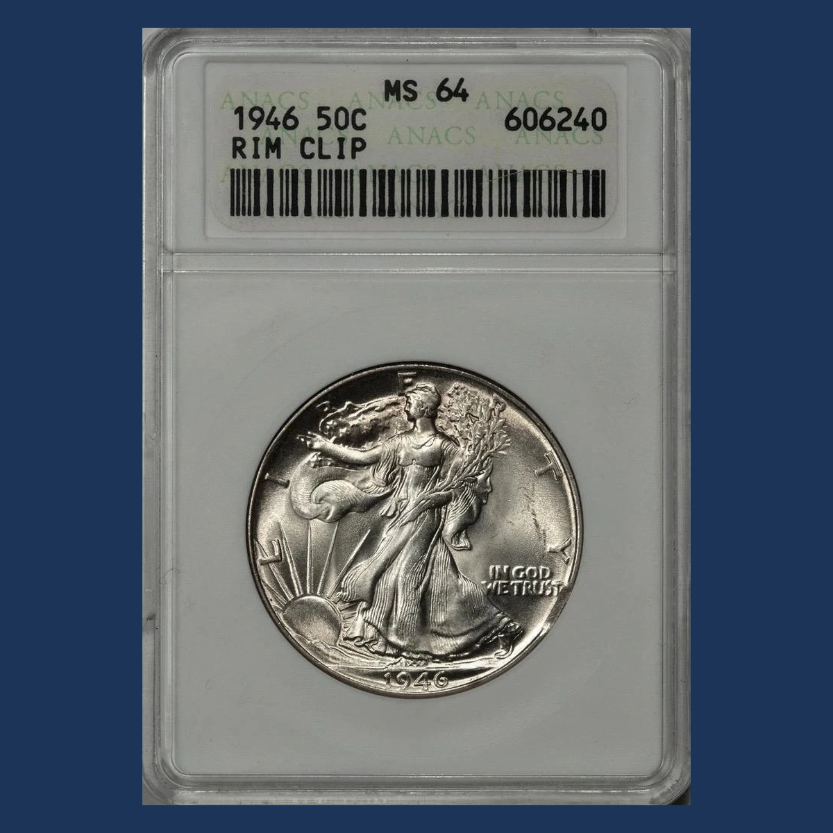 1946 Walking Liberty Half Dollar: Clipped Planchet