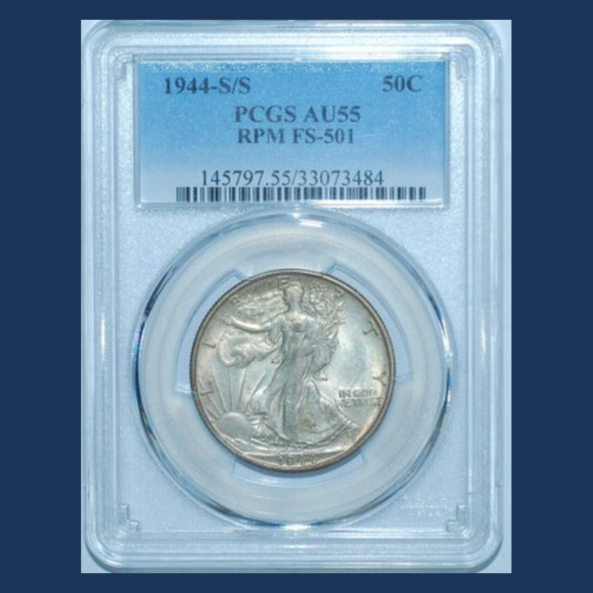 1944 Walking Liberty Half Dollar: Repunched Mintmark