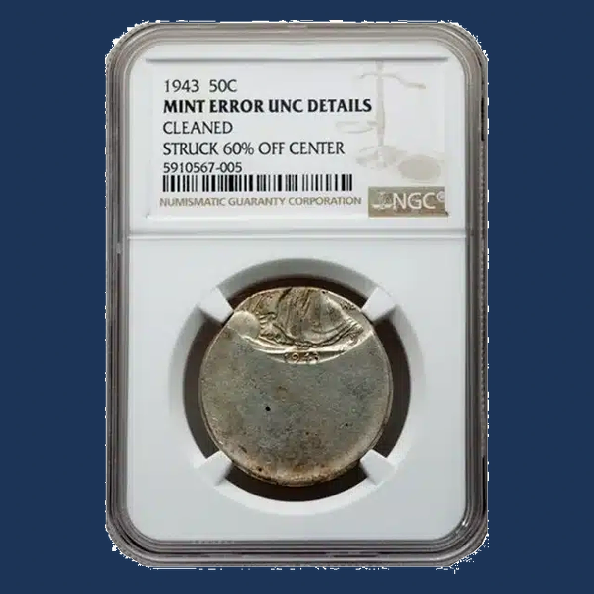 1943 Walking Liberty Half Dollar: Off-Center Strike