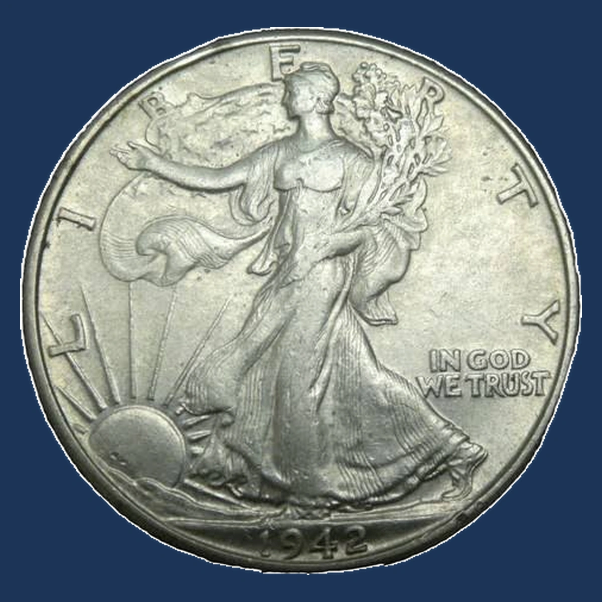 1942 Walking Liberty Half Dollar: Clipped Planchet